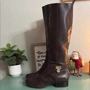 Brown Leather Knee-High Boots